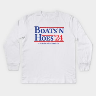 Boats and Hoes 2024 Election Funny Kids Long Sleeve T-Shirt